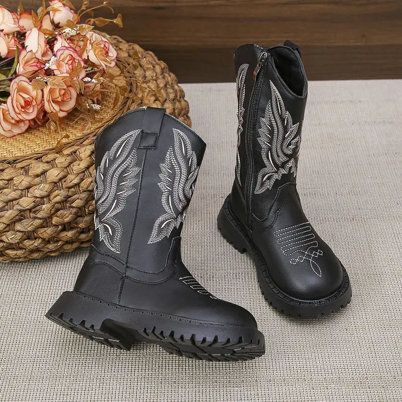 Girls Vintage Embroidery Knee High Performance Boots 2026 Autumn Winter New Warm Kids Fashion Boots​