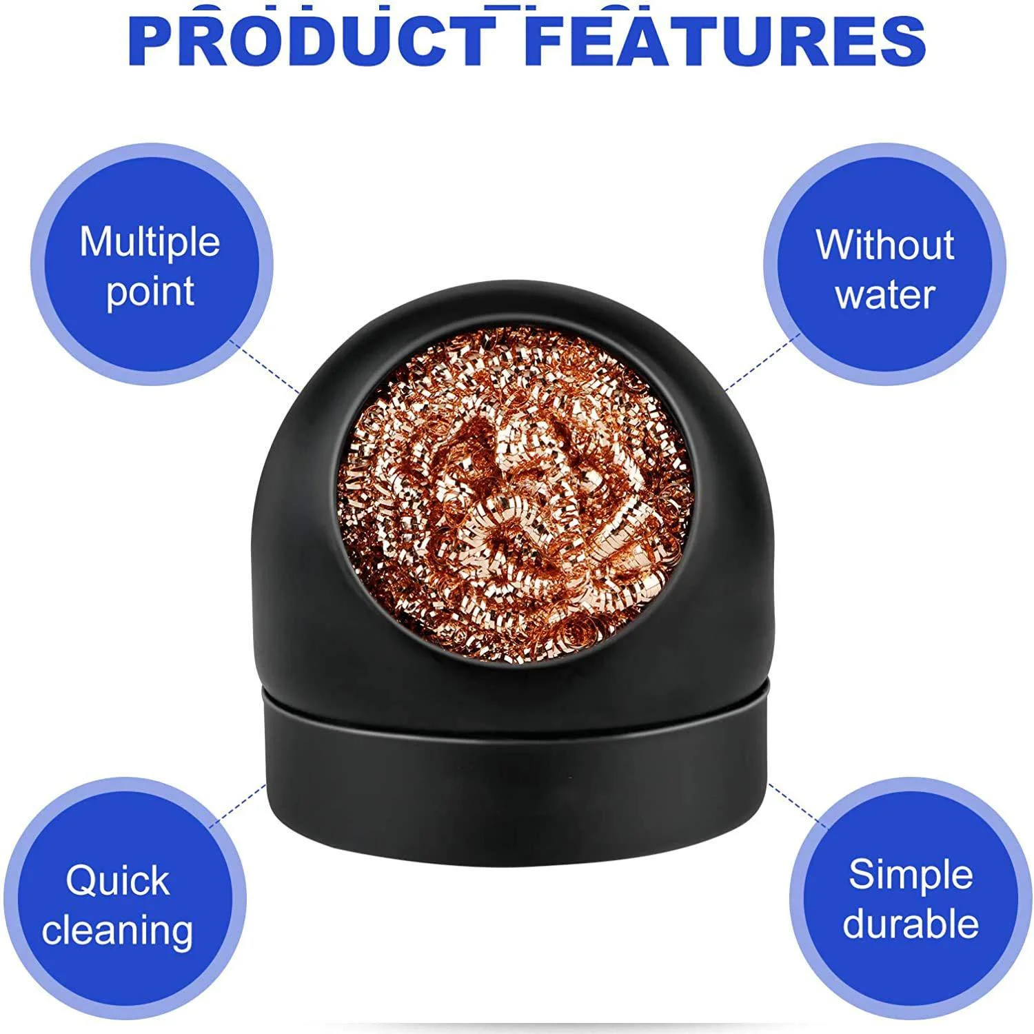Copper-Plated Iron Wire Soldering Iron Tip Cleaner, Instant Clean, Thermal Shock Protection, No Water Required, Durable Metal Ho