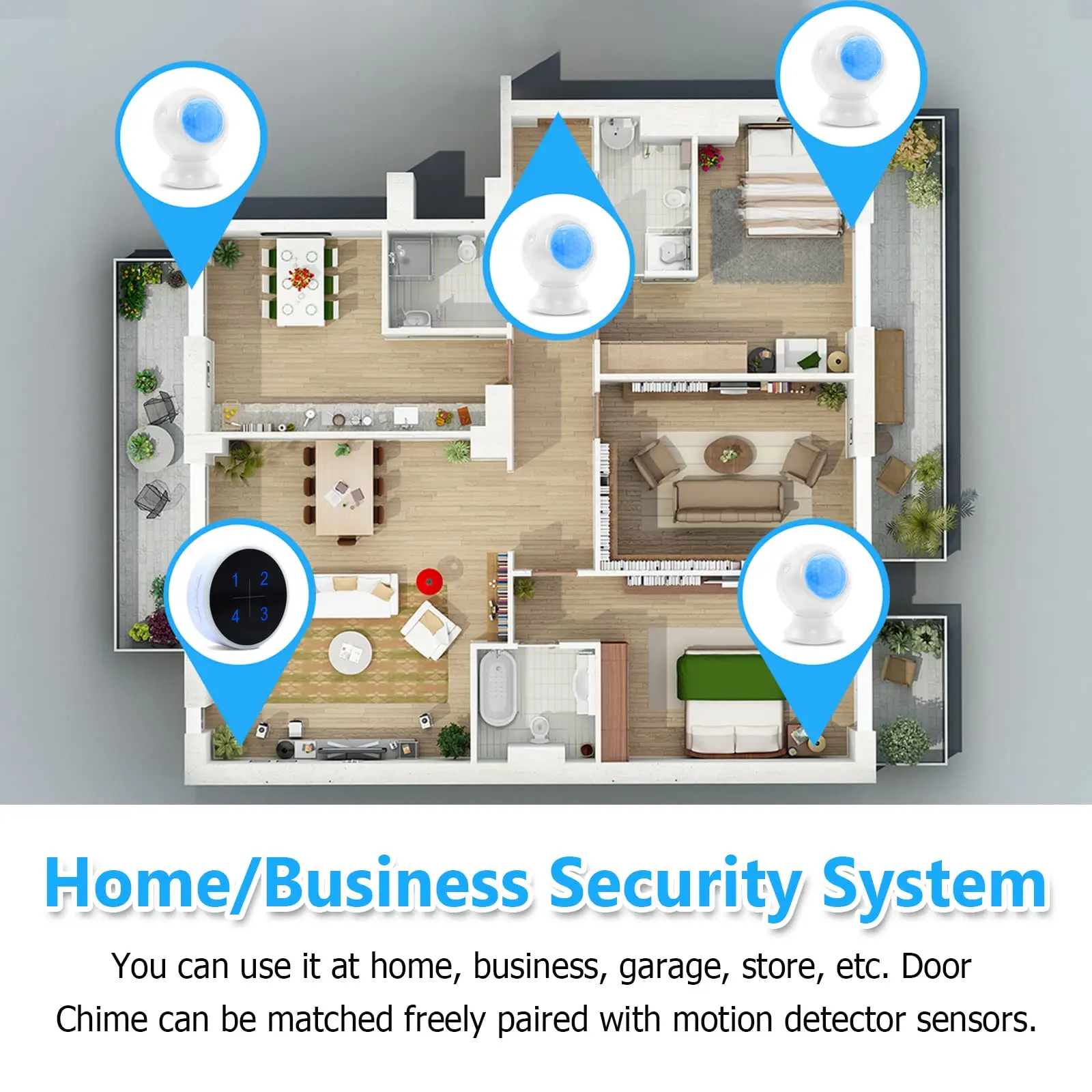 2025 Daytech Supplier Motion Alarm Wireless Entry Alert Chime Beam Sensor For Business Door Alarm