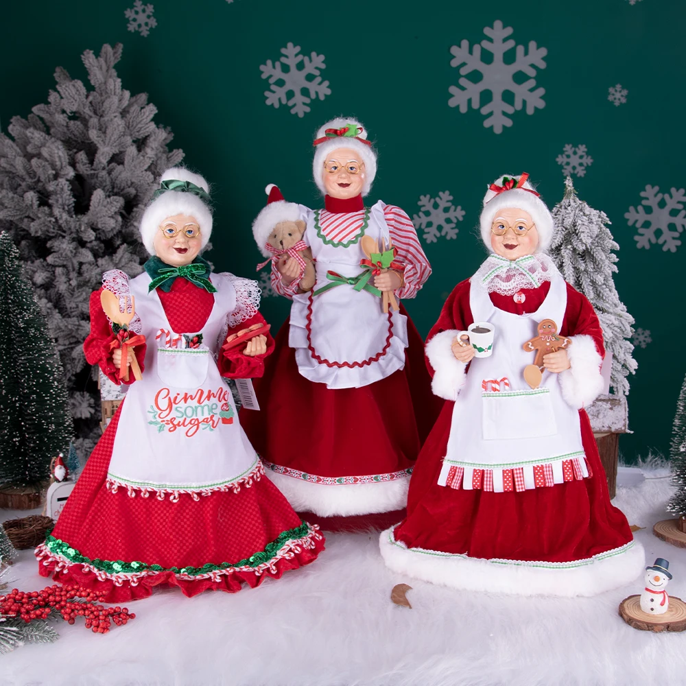 

45CM Christmas Tree Topper Mrs Santa Claus Christmas Tree Decorations Grandma Figurine Treetop Desktop Ornaments Home Decor Gift