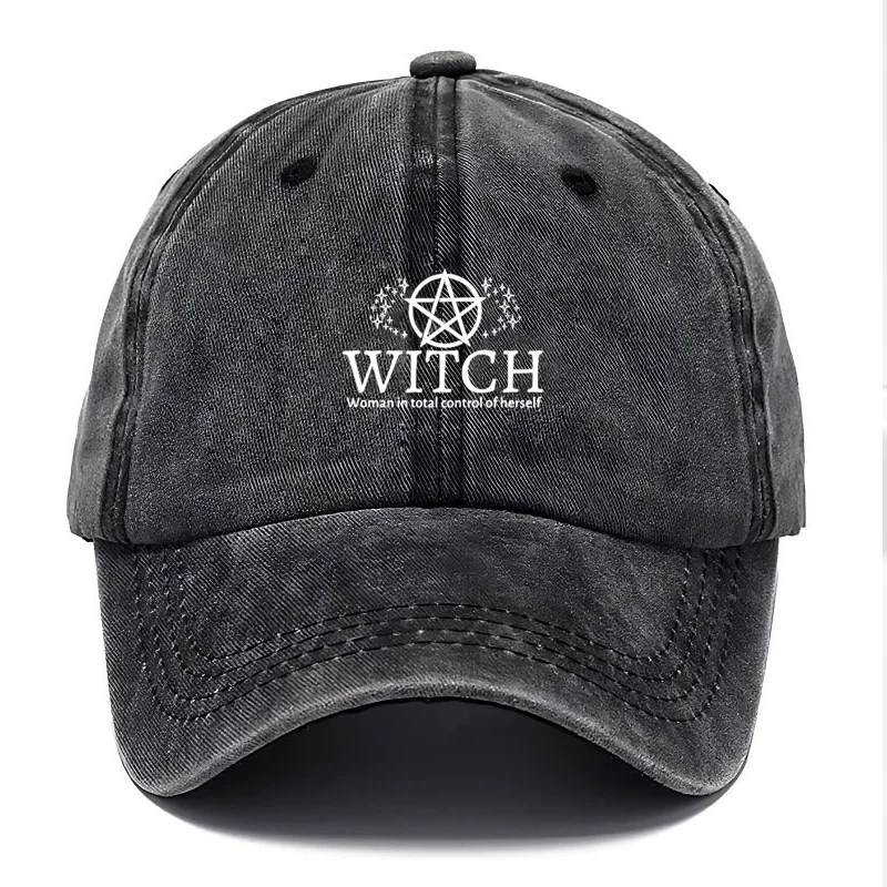 Customize Witch Magic Circle Vintage Washed Cotton Baseball Cap Adjustable Distressed Trucker Hat for Women Festival Gift Caps