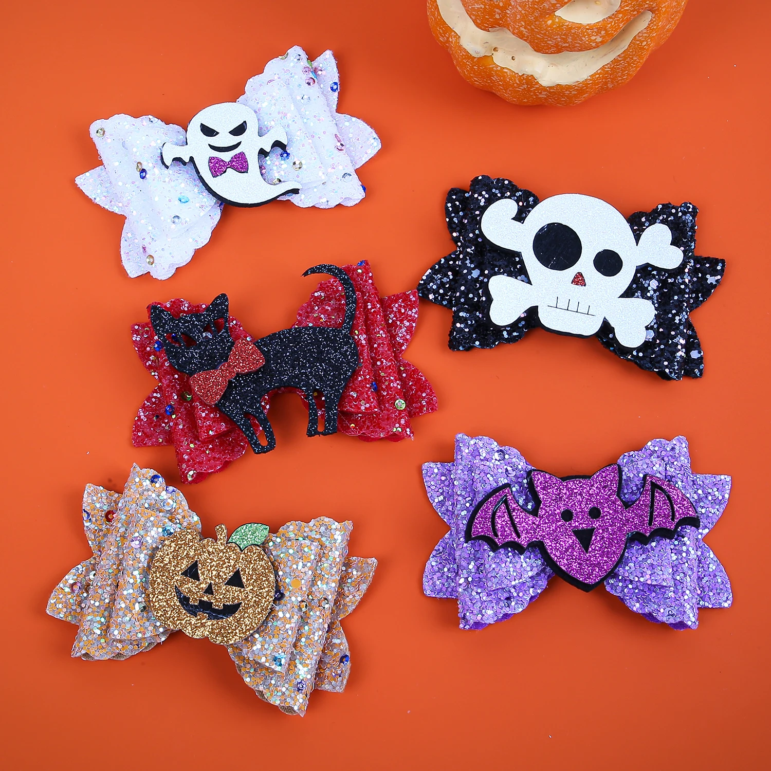 Fashion Halloween Hair Clips Pumpkin Devil Hair Bows Hairpins Girls Festival Party Cosplay Barrettes Clips Kids Hair Accessories