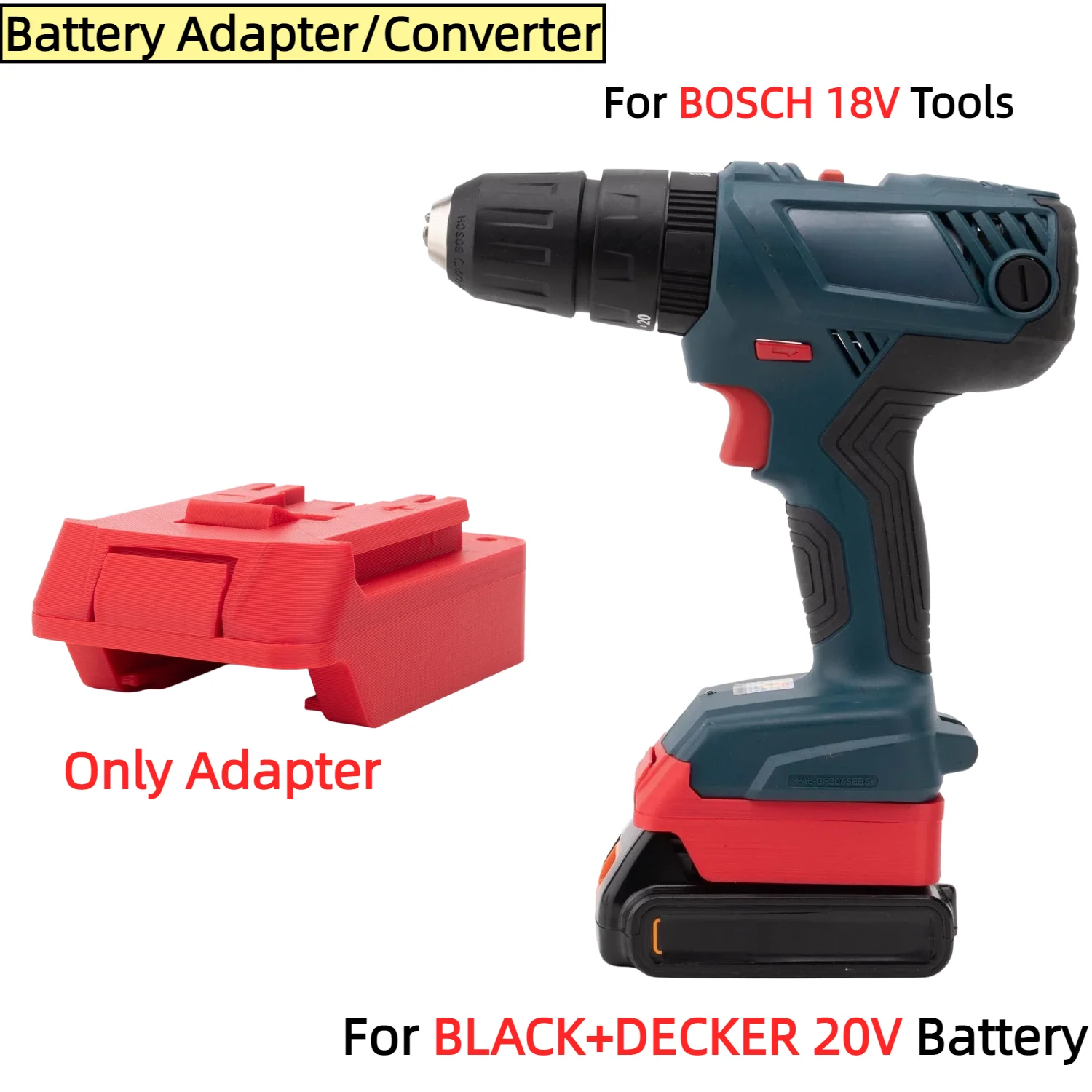 

Battery Adapter/Converter for BLACK+DECKER 20V Li-ion Battery TO Bosch 18V Cordless Power Tools Accessory(Only Adapter)