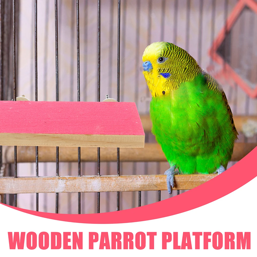 

Wooden Bird Perch Platform Pink Frosted Surface Sturdy Durable Strong Load Bearing Screws Included for Cage Stable Installation