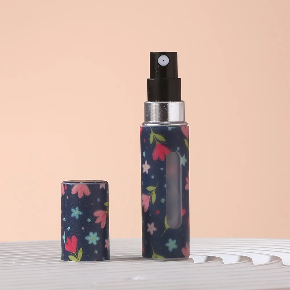 Portable 5ML Mini Perfume Bottle Empty Refillable Spray Rotating Bottle Leak-proof Floral Cosmetic Liquid Container Travel