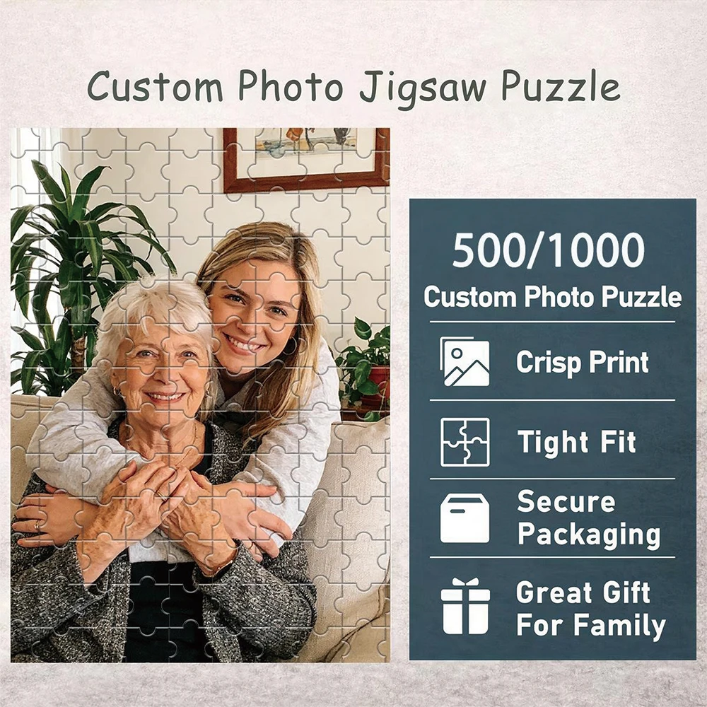 35/300/500/1092pcs Personalized Custom Photo Puzzle Family Photos Custom Photo Portrait Puzzle Handmade Birthday Gift