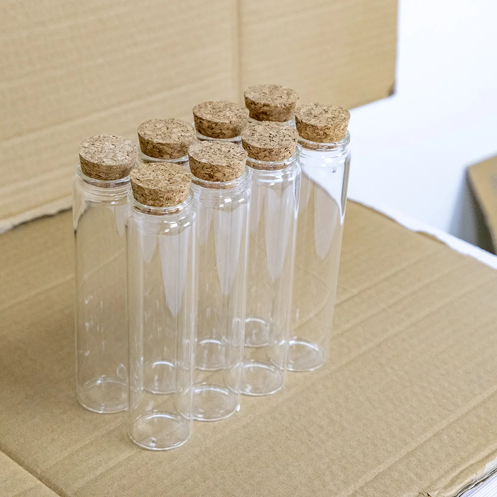 12pcs/Lot 125ml 37*150mm Small Glass Bottle Stopper Corks Glass Jars Storage Tiny Spice Test Tube Bottle Candy Containers Vial