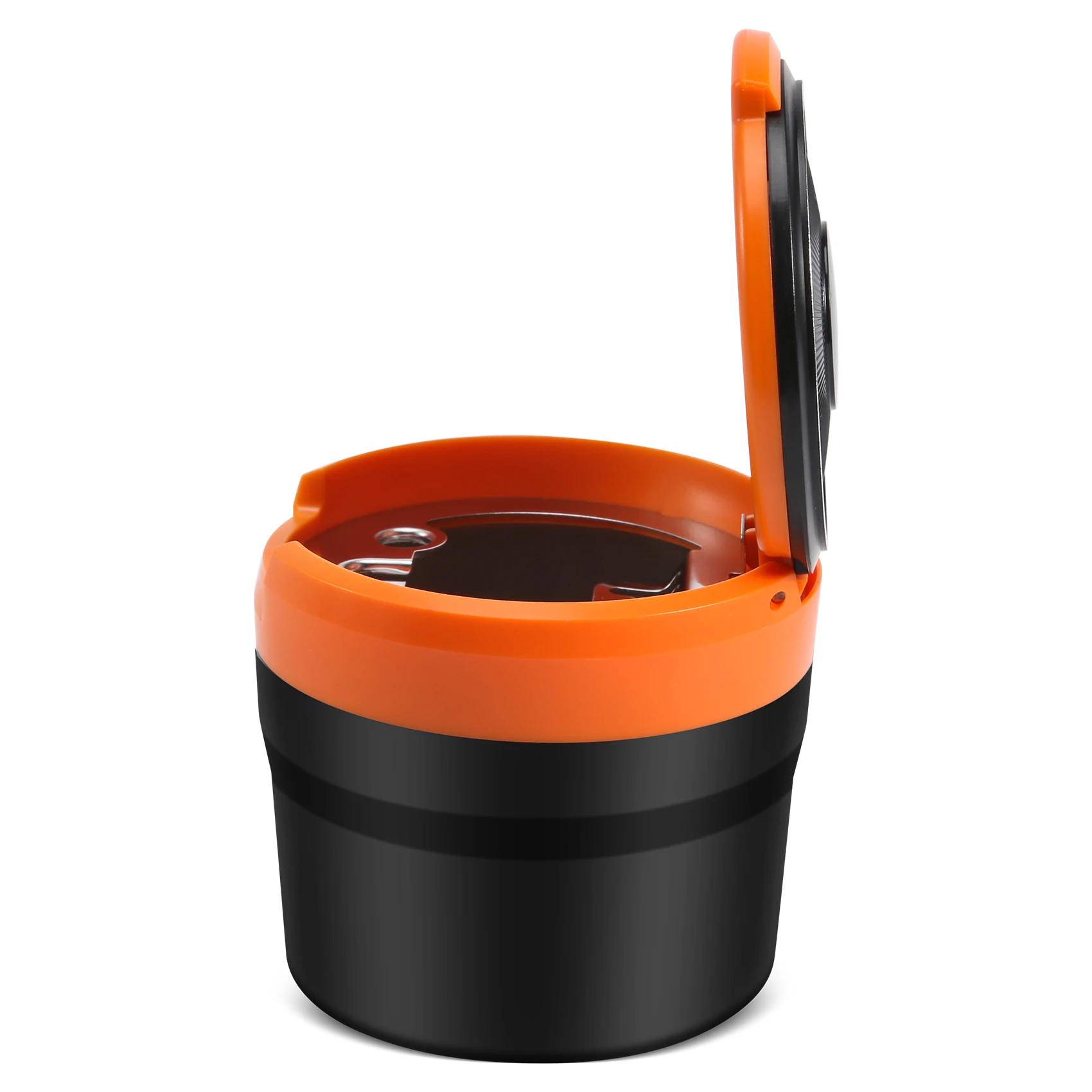 Portable Ashtray with LED Light Auto Moke Cup Holder Ash Tray for Car Smokeless Ashtrays Car Accessories,Black+Orange