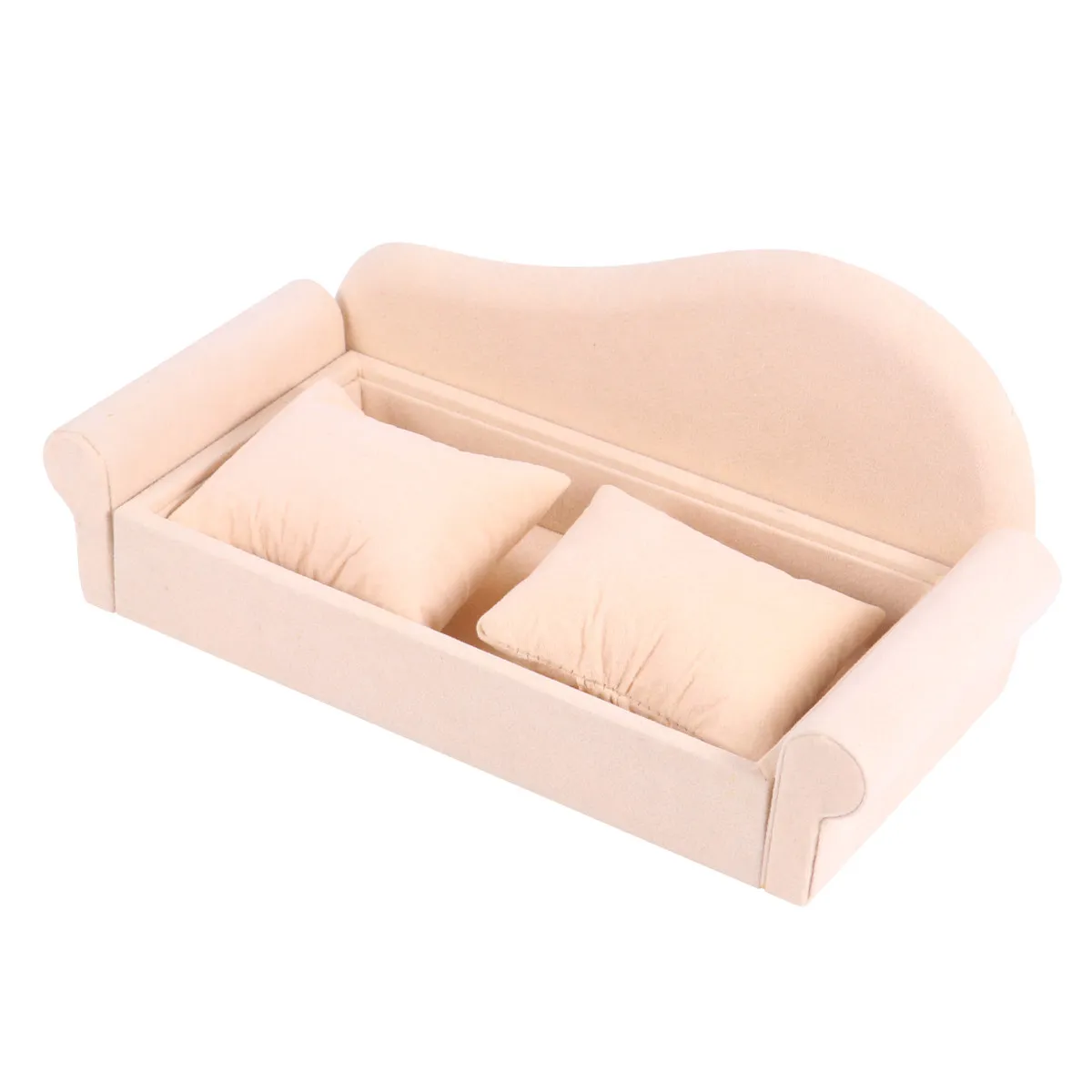 

1 шт. креативная шкатулка-органайзер для украшений в форме дивана, бежевая, из фланели, для демонстрации браслетов и часов, для личного использования, для витрин магазинов, подарочная упаковка