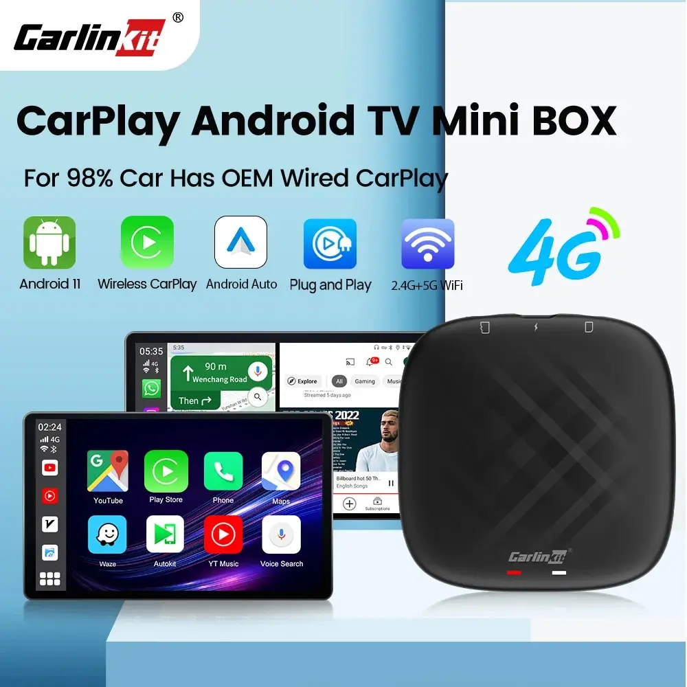 Carlinkit Mini Ai Box Andoroid 11 Wireless CarPlay Android Auto 32G For Audi Bmw Mazda Toyota 4G LTE Magic Smart Box Play Video