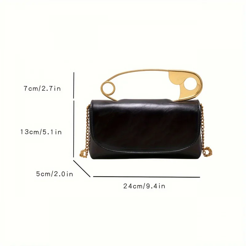 Torebki designerskie metalowa szpilka Retro, modne torby crossbody dla kobiet, torebka z uchwytem z uchwytem top skórzany