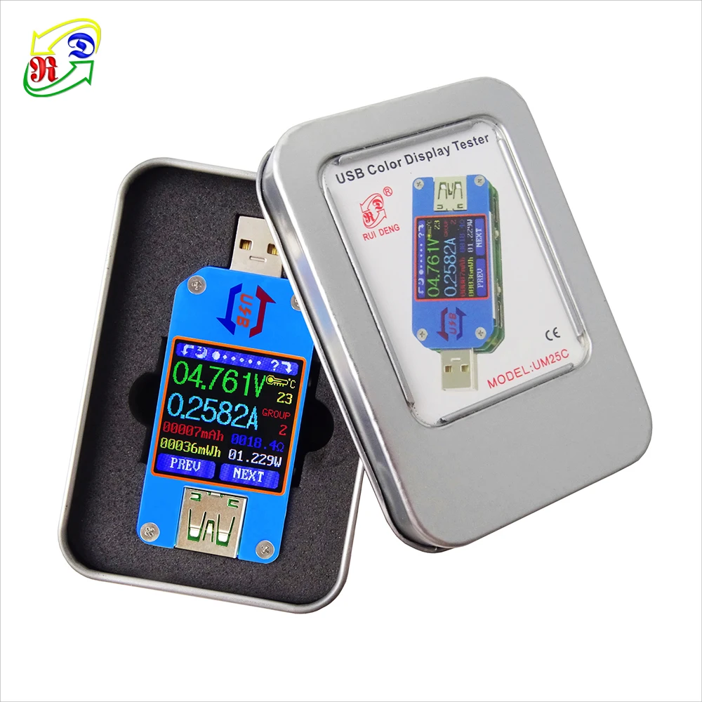 RD UM25 UM25C dla aplikacji USB 2.0 Type-C LCD woltomierz amperomierz miernik napięcia prądu ładowanie akumulatora Tester USB