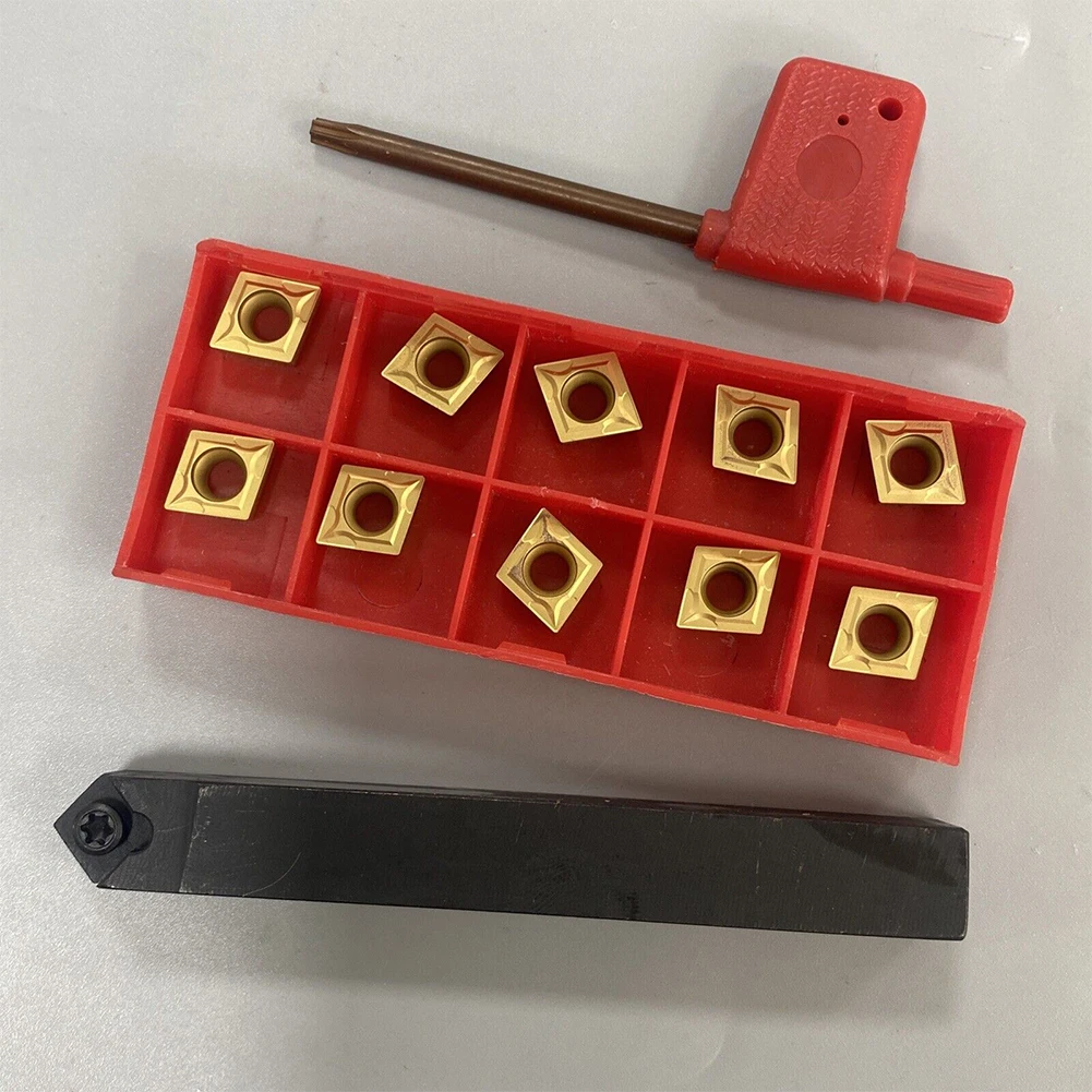 

Holder SCMCN1212H09 100 Lathe Turning Tool with 10 CCMT09T304 Carbide Inserts for semi finishing and finishing