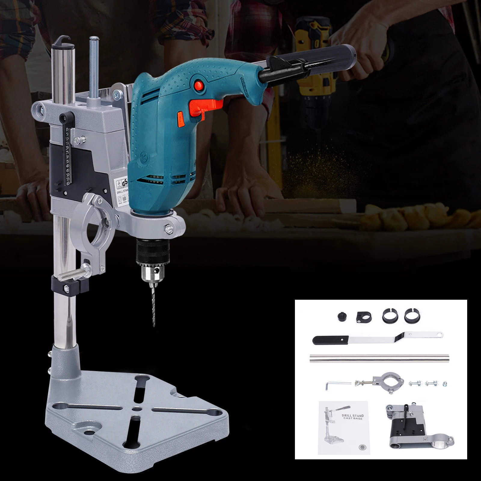 Floor Drill Press Stand Table for Drill Workbench Repair Tool Clamp Dual-hole Electric Adjustable Drill Press Stand