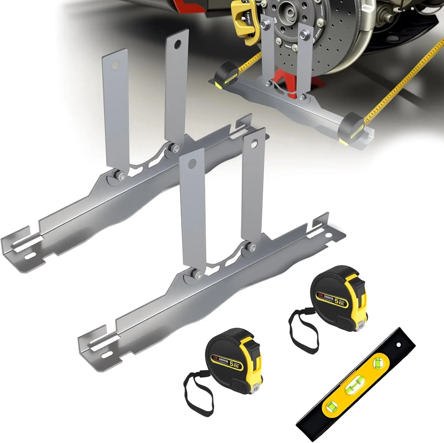 

2-Pack Heavy Duty Wheel Alignment Tool Plates, 3-in-1 Toe Alignment Kit with Measuring Tapes for Car, Truck, SUV, ATV