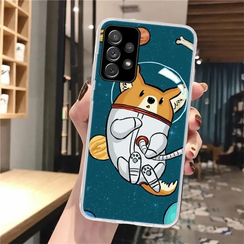 Cartoon Corgi Cute Dog Soft Phone Case For Samsung Galaxy A14 A13 A12 A15 A54 A53 A52 A55 A34 A33 A32 A35 A24 A23 A22 A25 A04S A