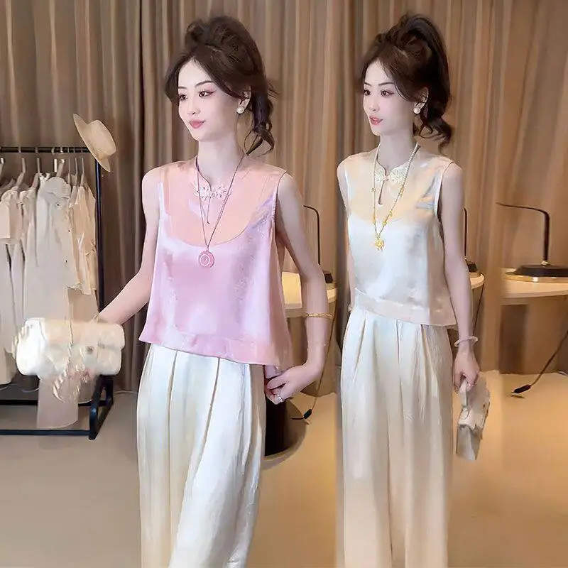 

Fashion Women's Set Spring/Summer Korean Edition Sleeveless Top Casual Pants Two Piece Set