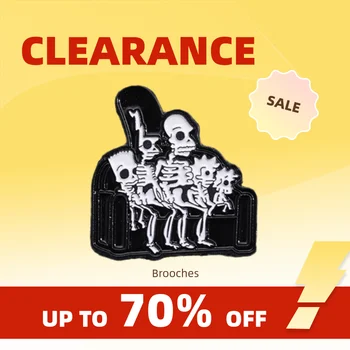 Clearance_Cartoon 애니메이션 에나멜 핀 맞춤형 해골 가족 브로치 옷깃 배지 펑크 고딕 할로윈 주얼리 친구를 위한 선물_