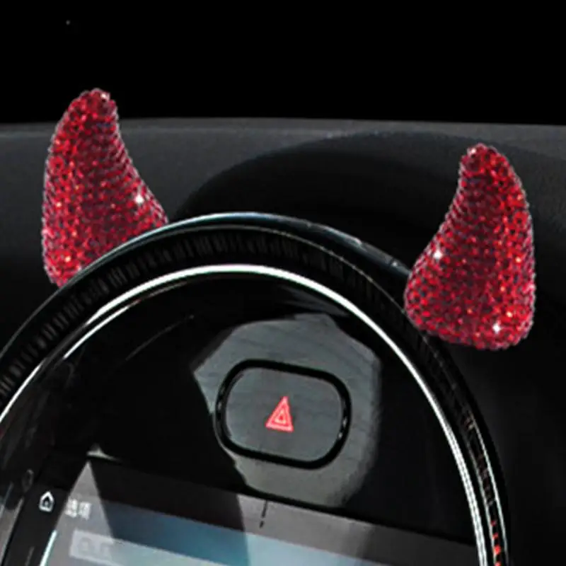 Steering Wheel Devil Horns Devil's Corner Steering Wheel Creative Decoration  Cute Creative Dashboard Vehicle Air Vent Ornament