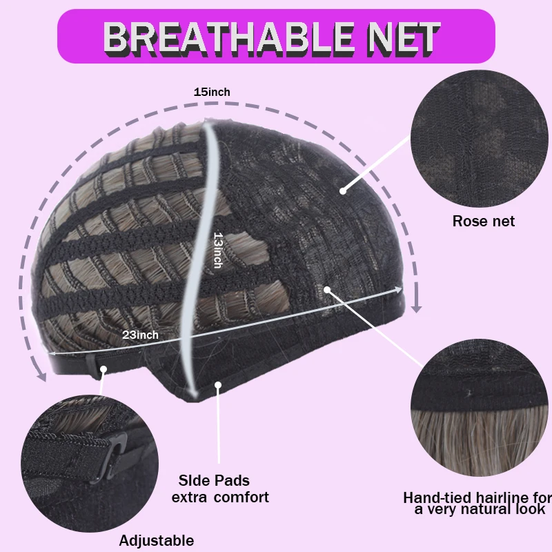 LUPU 여성 24 인치 로리타 가발 긴 직선 합성 섬유 앞머리 고온 저항