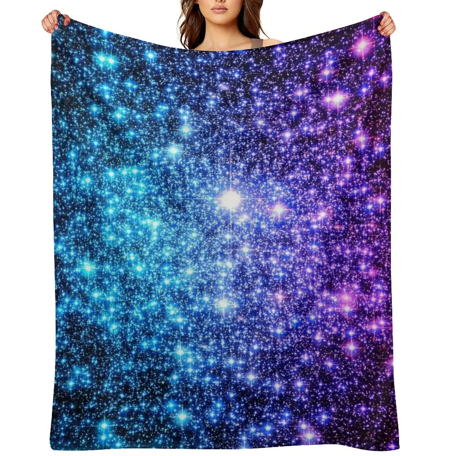 

Galaxy Sparkle Stars Turquoise Blue Purple Hot Pink Throw Blanket blankets and throws warm winter Tourist Sofas Blankets