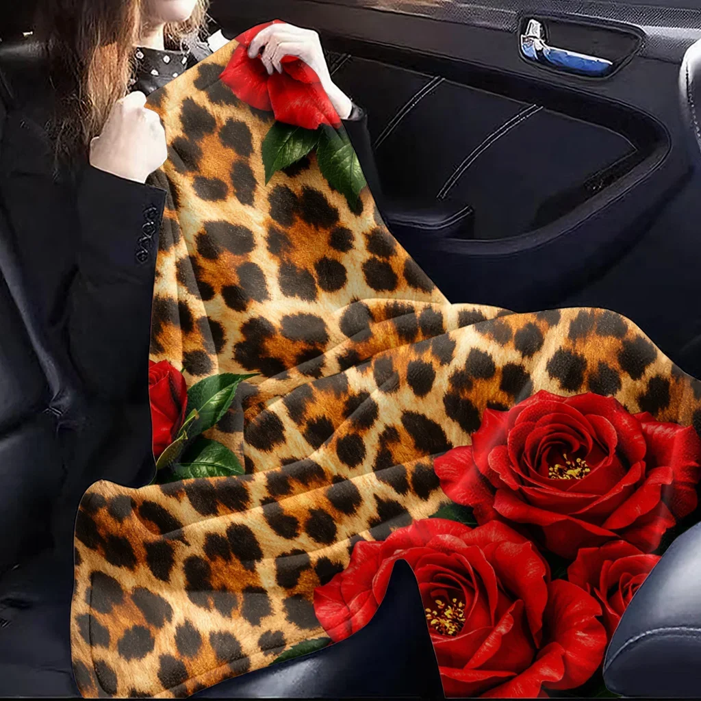 1 Blanket, Rose Leopard Print Background, Printed Throw Blanket, Shawl Blanket, Wrap Blanket. Comfortable and Soft Plush Blanket