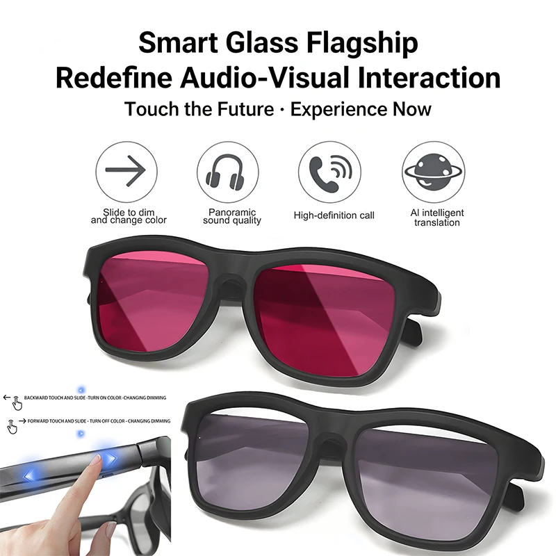 Change Color Al Smart Translation Sunglasses Men Women 2026 Wireless Bluetooth Call Eyewear Control Music Photo Taking Shades