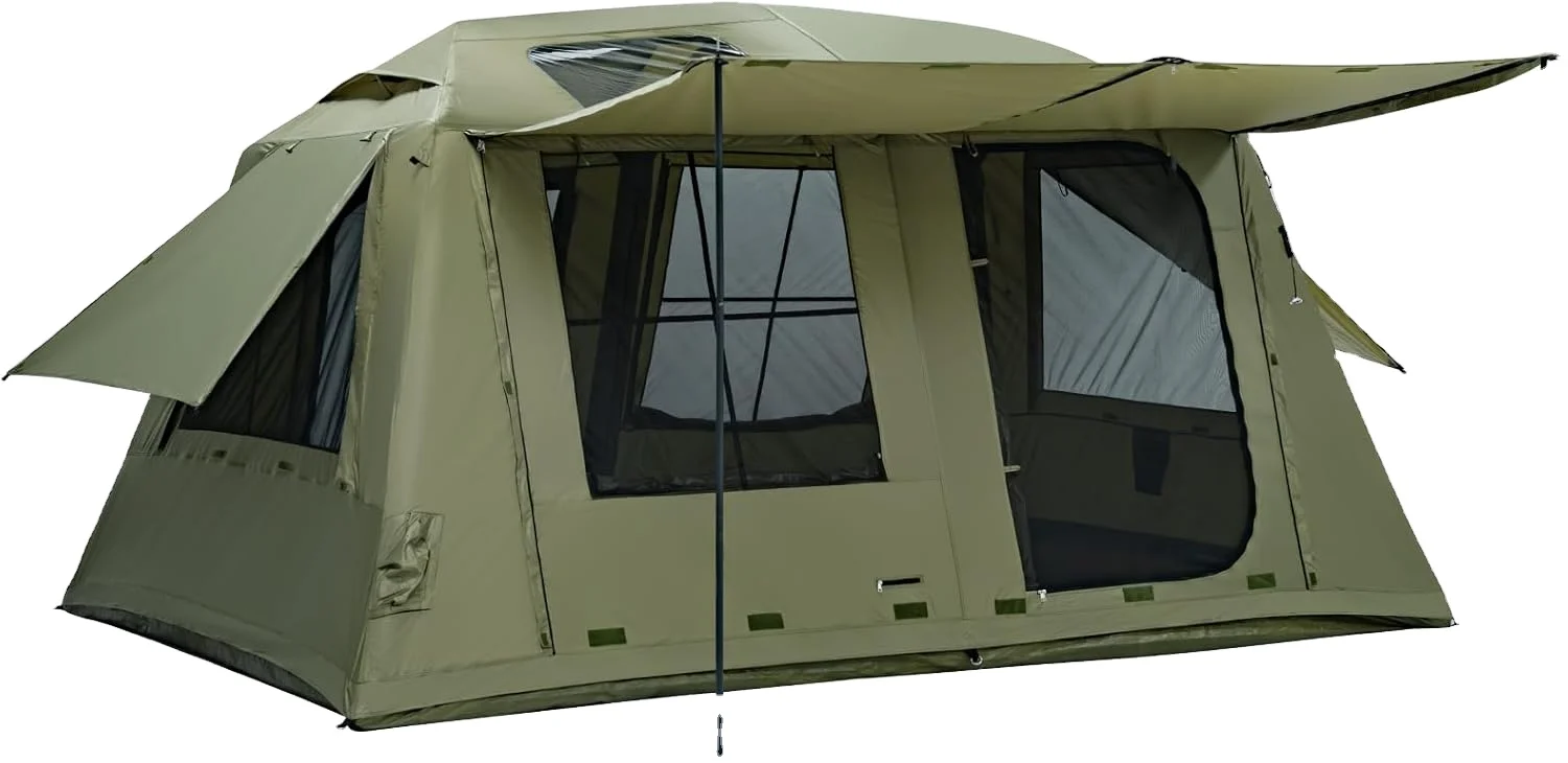

6-8 Person Large Family Camping Tent Inflatable 2 Doors 4 Windows 2 Skylights Double-Layer Waterproof One Bedroom Living Room