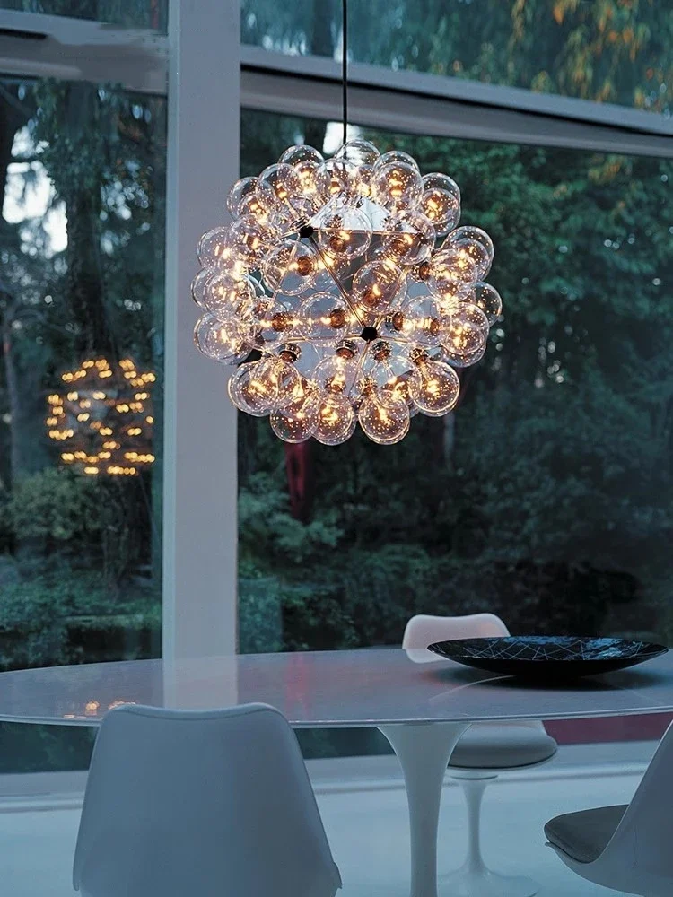 

Nordic Designer Transparent Glass Bubble Lamp LED Decorative Chandelier Bar Villa Living Room Creative Lighting Fixture