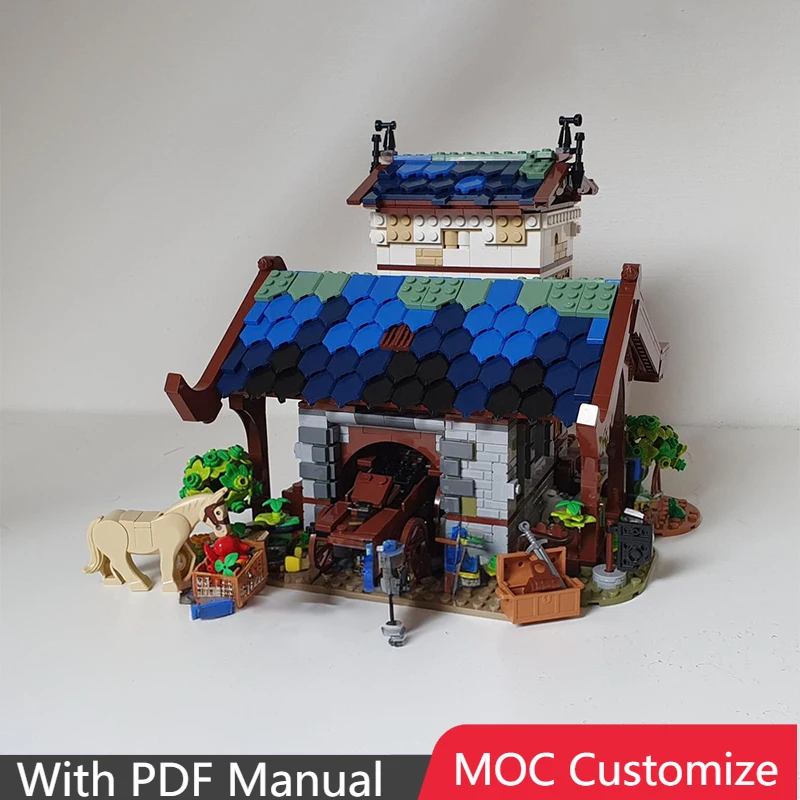 

1681 шт. MOC по индивидуальному заказу, креативные средневековые модульные строительные блоки, модель, образовательная сборная игрушка для мальчиков, Рождественский подарок