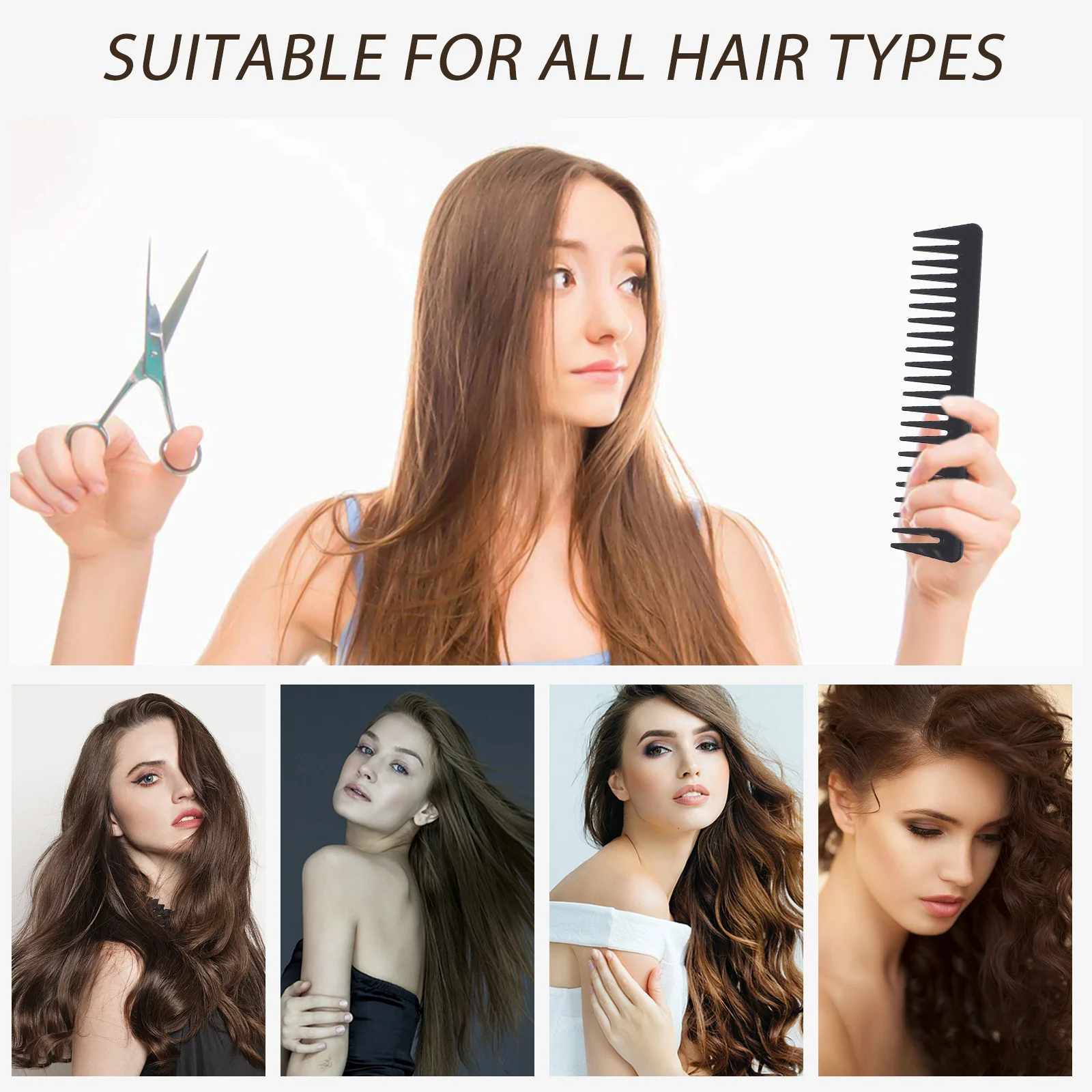 

5pcs Carbon Fiber Comb Set Fine Wide Teeth Portable Lightweight For Hairdressing Barber Salon Styling Detangling Home Use