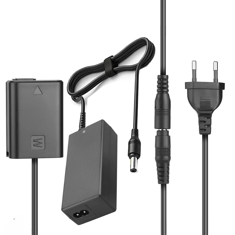 NP-FW50 Dummy Battery Pack Coupler AC Power Supply Adapter FW50 for Sony A6500 A6400, A6300, A7, A7II, A7RII, A7SII, A7S, A7S2,