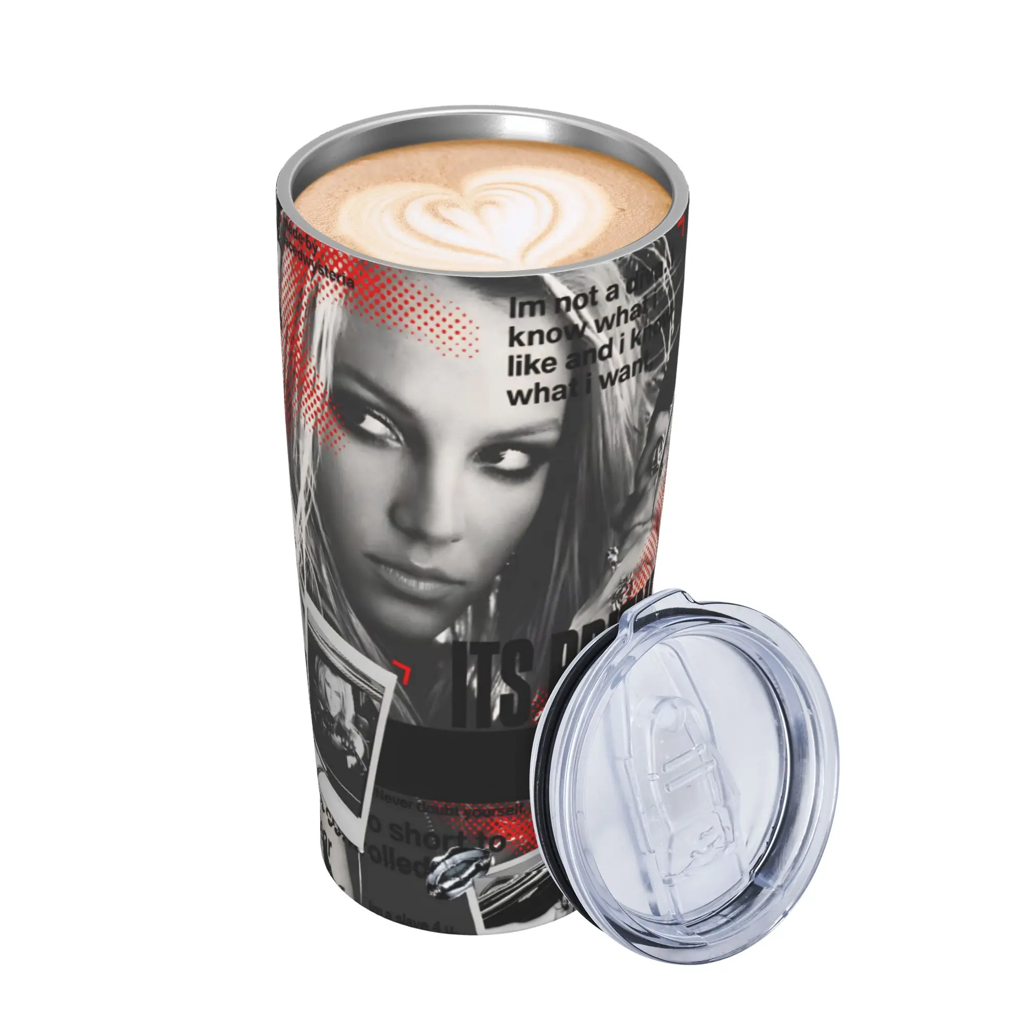 Singer Britney Spears Tumbler Vacuum Insulated  Thermal Cup with Lid Straw Double Wall Mugs Spill Proof 20oz