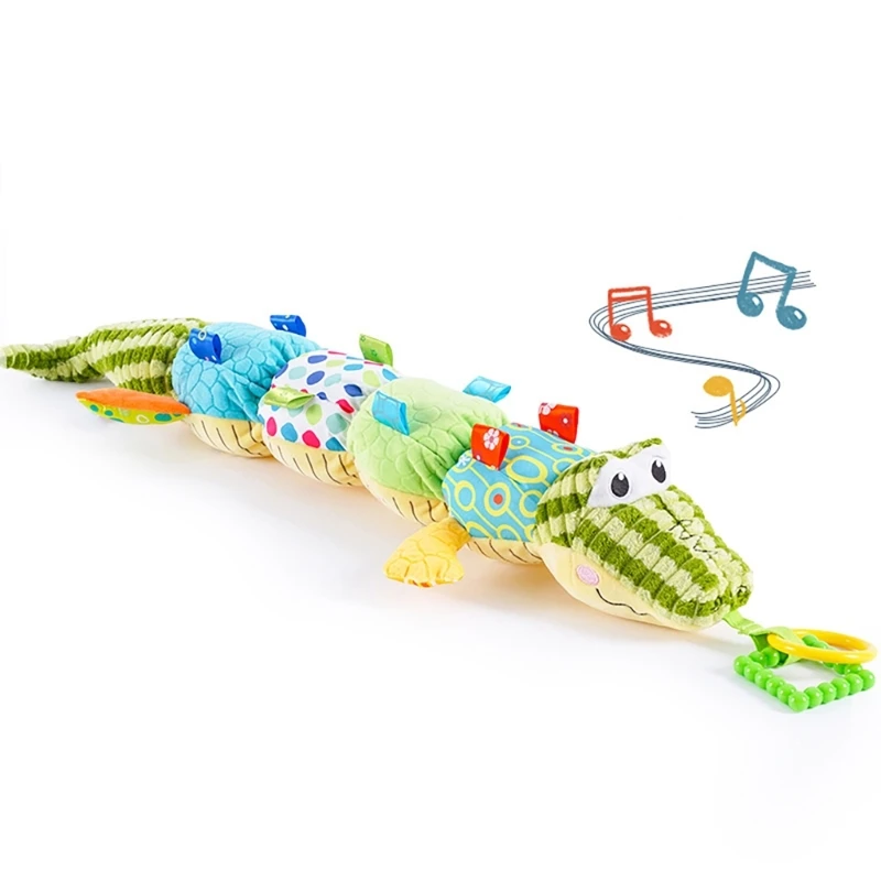 Baby Plush Toy with Ruler and Sound Designs Colorful Soft Stuffed Alligators Baby Toy Plush Dolls Sensory Training