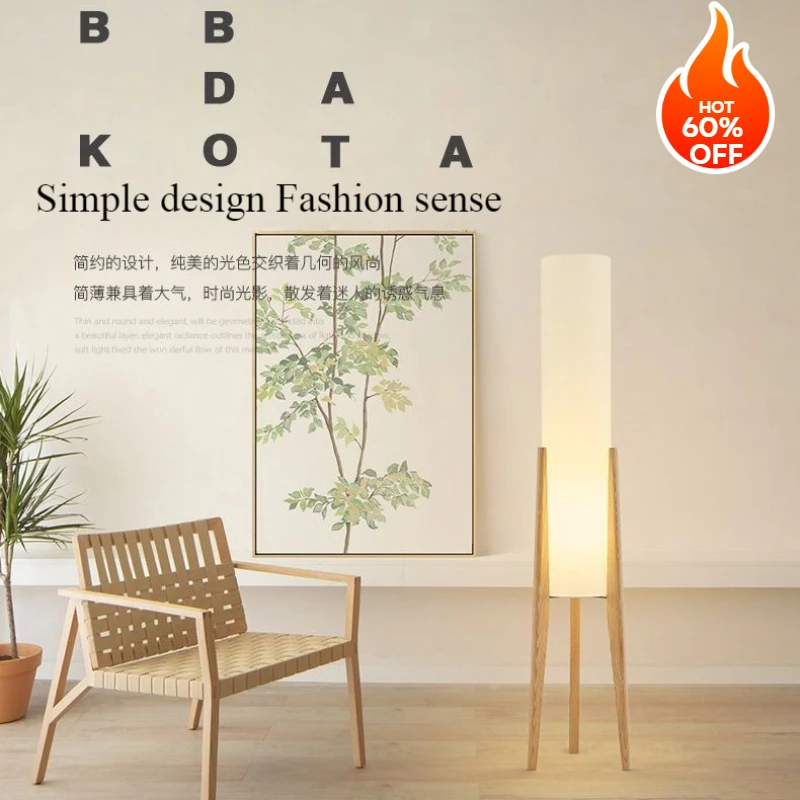 

Japanese Retro Solid Wood Floor Lamp Study Hotel Art Decorative Corner Standing Lamp Living Room Bedroom Cafe E27 Lamp