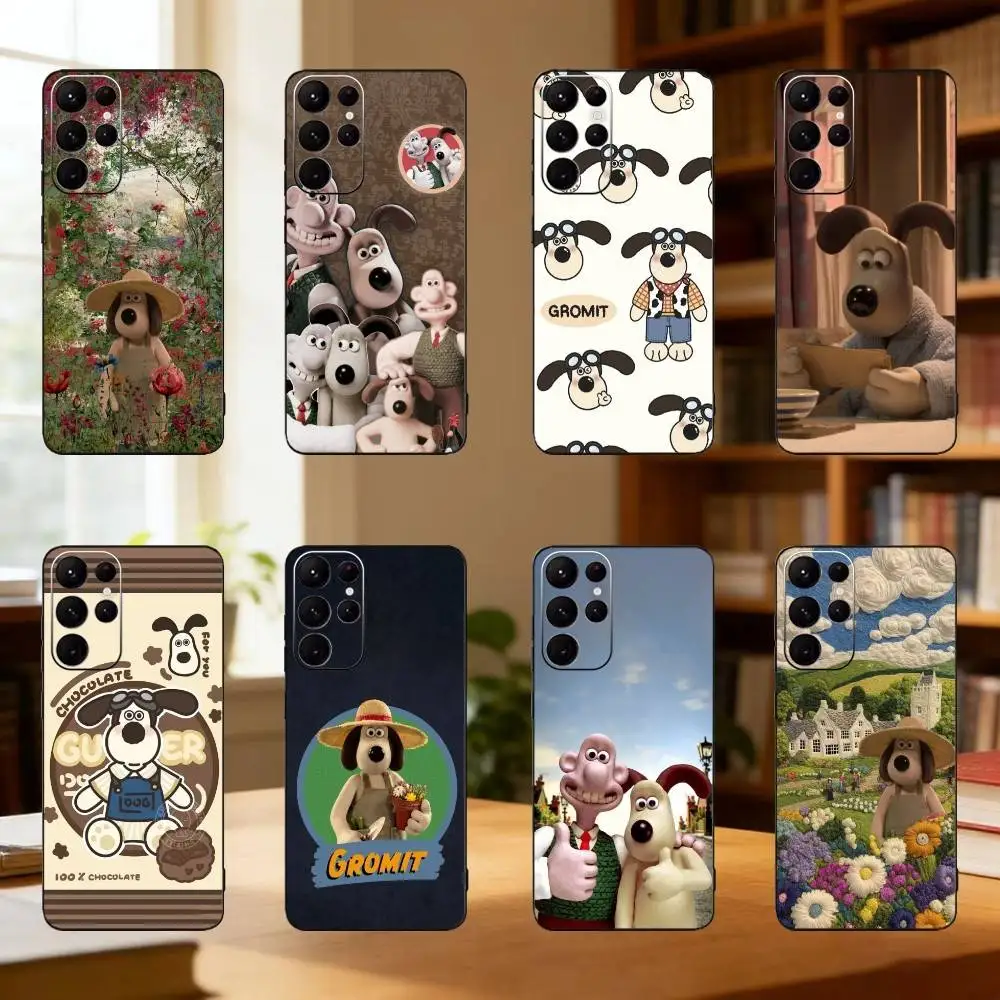 

Cartoon-Gromit phone Case For Samsung S25,24,21,22,23,30,Ultra,20,Plus,Fe,Lite,Note Soft Black Cover