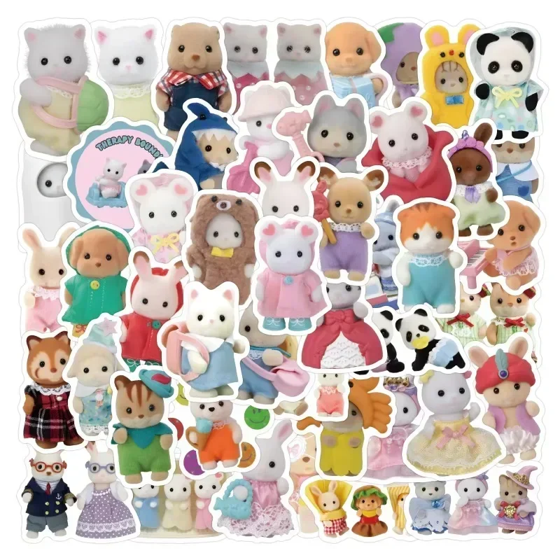 Sylvanian Families Dollhouse Furniture Set Miniature Simulation Dolls DIY Toys Girls 60 new   stickers