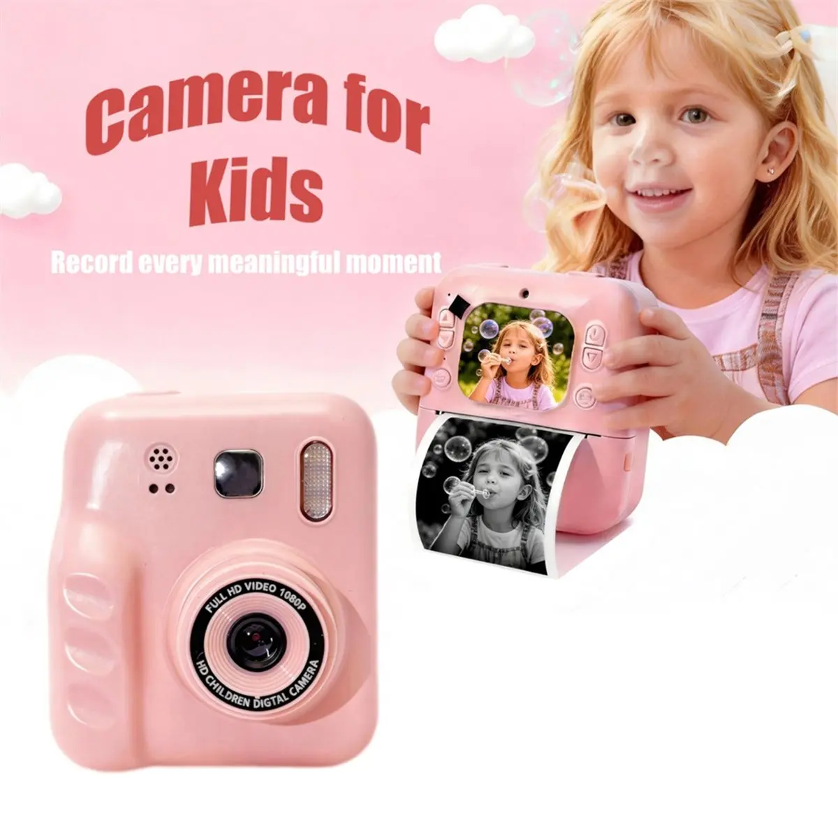 DT75BG Children'S Thermal Printing Camera CanTake Photos and Record Videos for Students/ Camera, Instant Photo Printing