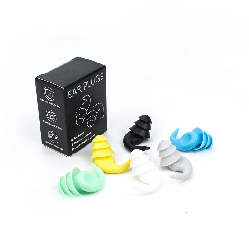 سدادات أذن عازلة للصوت لتقليل الضوضاء من السيليكون مكونة من ثلاث طبقات، سدادات أذن للسباحة مقاومة للماء #6