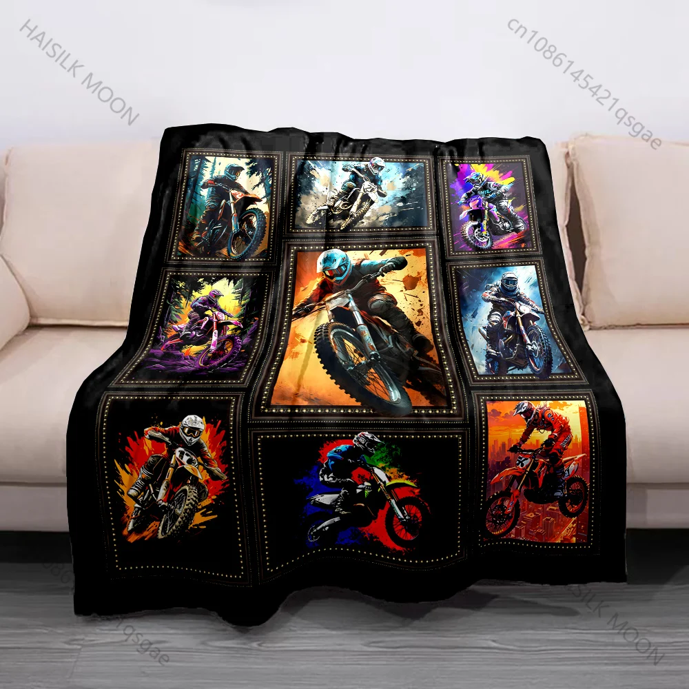 

Motorcycle Hobby Blanket Off-Road Motorcycle Printing Soft and Warm Flannel Material Adult Children Luxury Gifts Various Sizes
