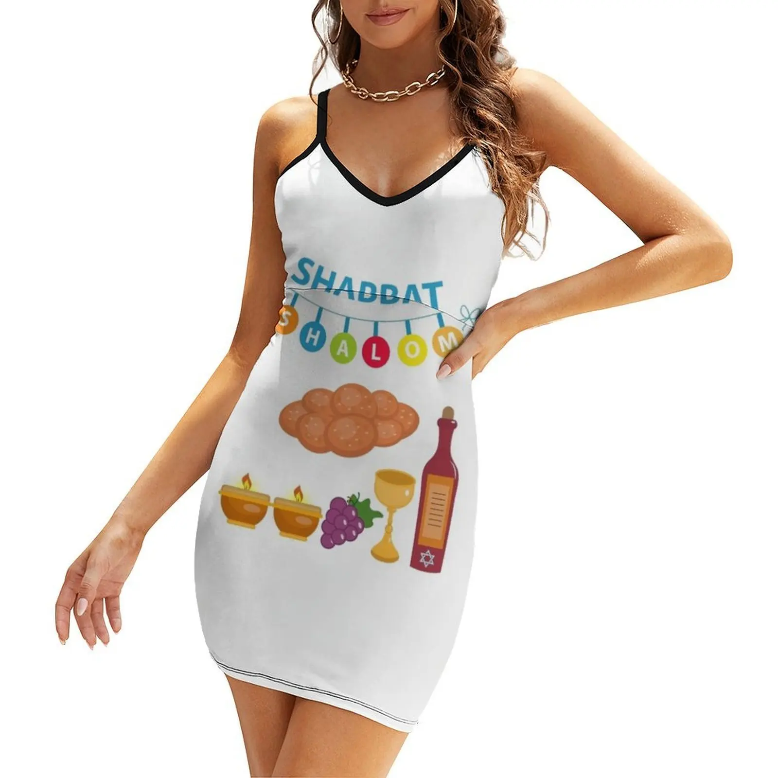 Vêtements hébreu israélite véritable hébreu Shabbat Shalom t-shirt robe à bretelles robe de soirée chic et élégante