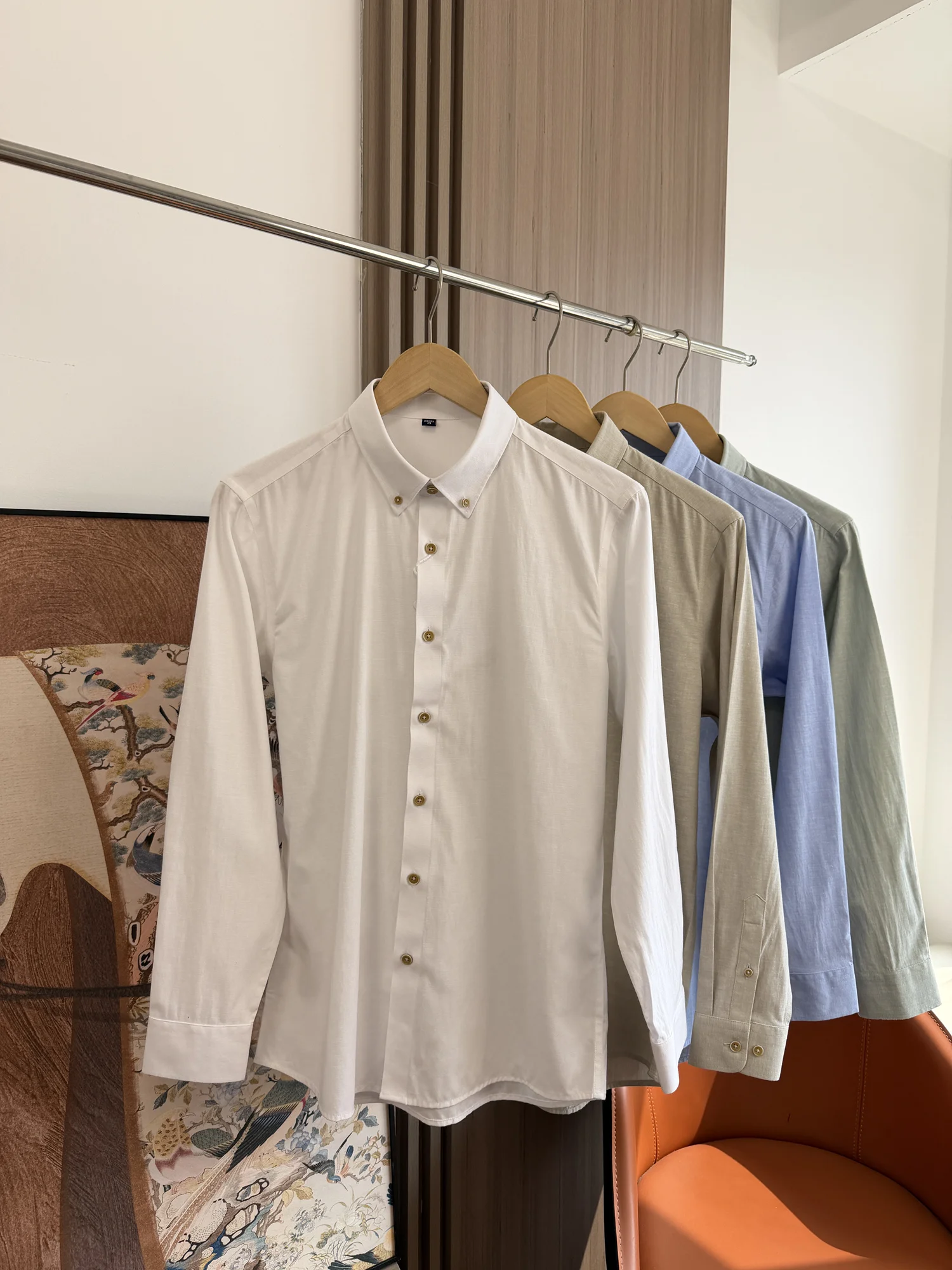 

Мужская рубашка из модала и льна с длинным рукавом, деловой повседневный стиль, весенняя мода, городской комфорт, дышащая, стандартный крой