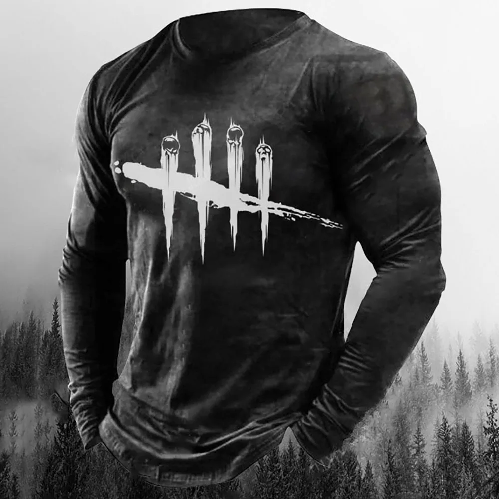 

Men ‘s Vintage Long Sleeve T Shirt 3D Print Spring Autumn Hip Hop Streetwear O-Neck T Shirts Loose Tops Tees Men Clothing