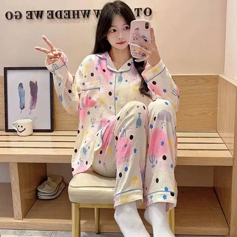 

Пижамные комплекты Y2K для женщин: ультратонкие, модные, с принтом вишни и сердца, для пар, на Хэллоуин, свободного кроя, с длинными рукавами, в стиле кавай, с цветами и клубникой, 2026