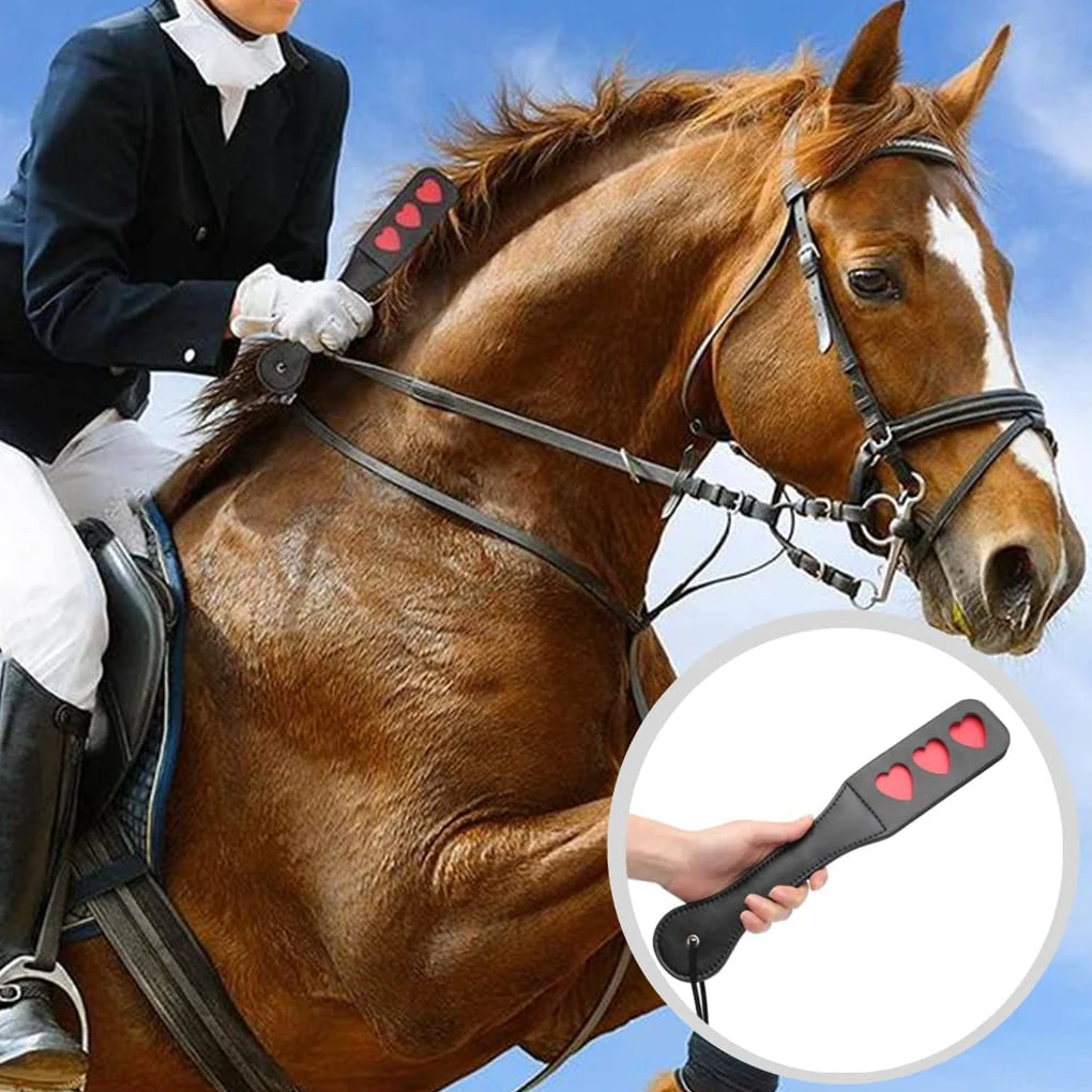 Horse Crop PU Leather Soft Anti-slip Handle Riding Paddle Sports Game Play Whip Reusable Racing Horses Training