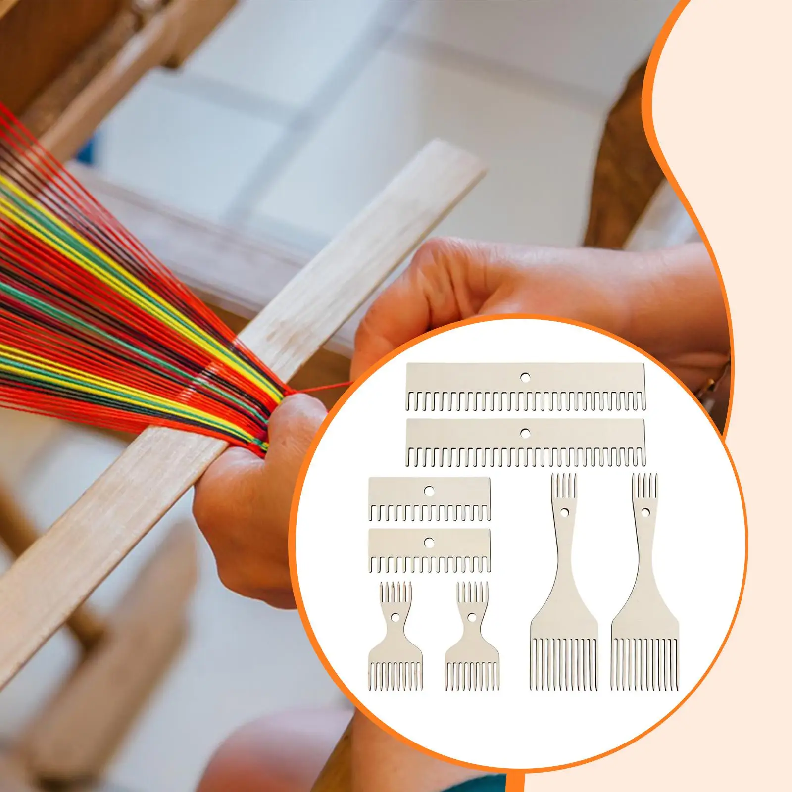 Double Headed Wooden Weaving Comb Loom Fringe Tools for DIY Crafts Rug Placemat Knitting Projects