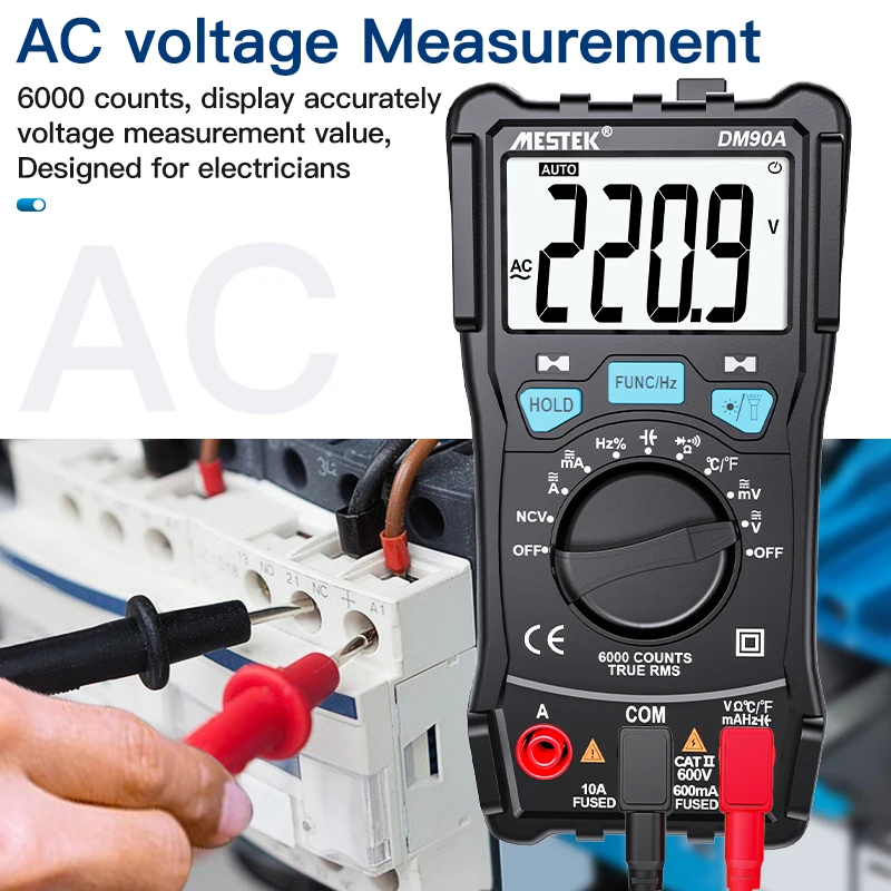 Mestek Digital Multimeter Have Spain and Poland Warehouse Auto Smart Range T-RMS DC AC Voltage Current Capacitance Ohm Diode