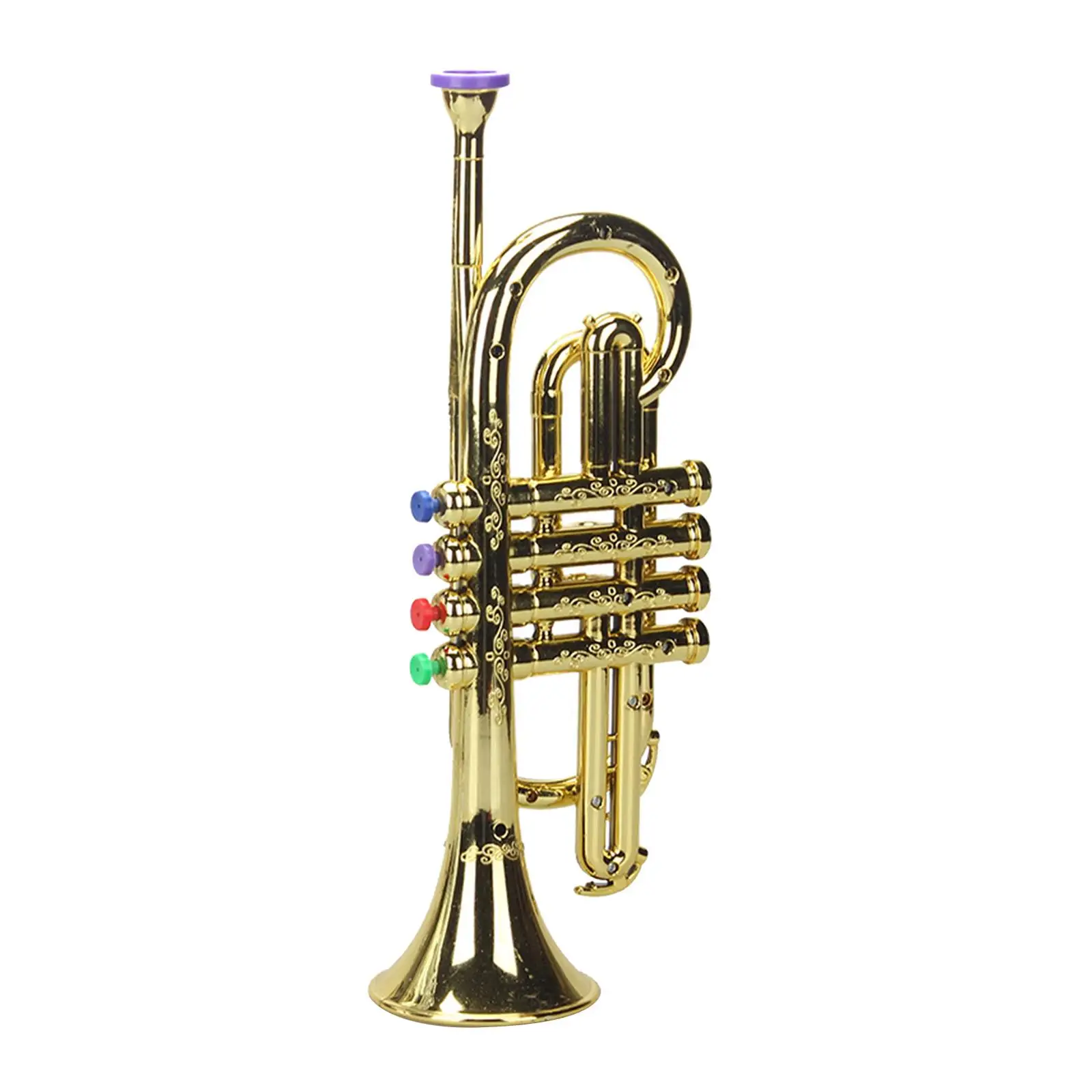 Deluxe Trumpet Horn Wind Instrument with 3 Colored Keys for Kids Party Favor