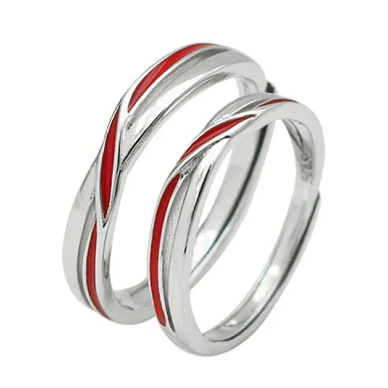 2 PCS Twist Red Line Matchmaker Copper Plated Platinum Couple Ring Men Women Propose Gift Finger Jewelry Wholesale Drop Shipping