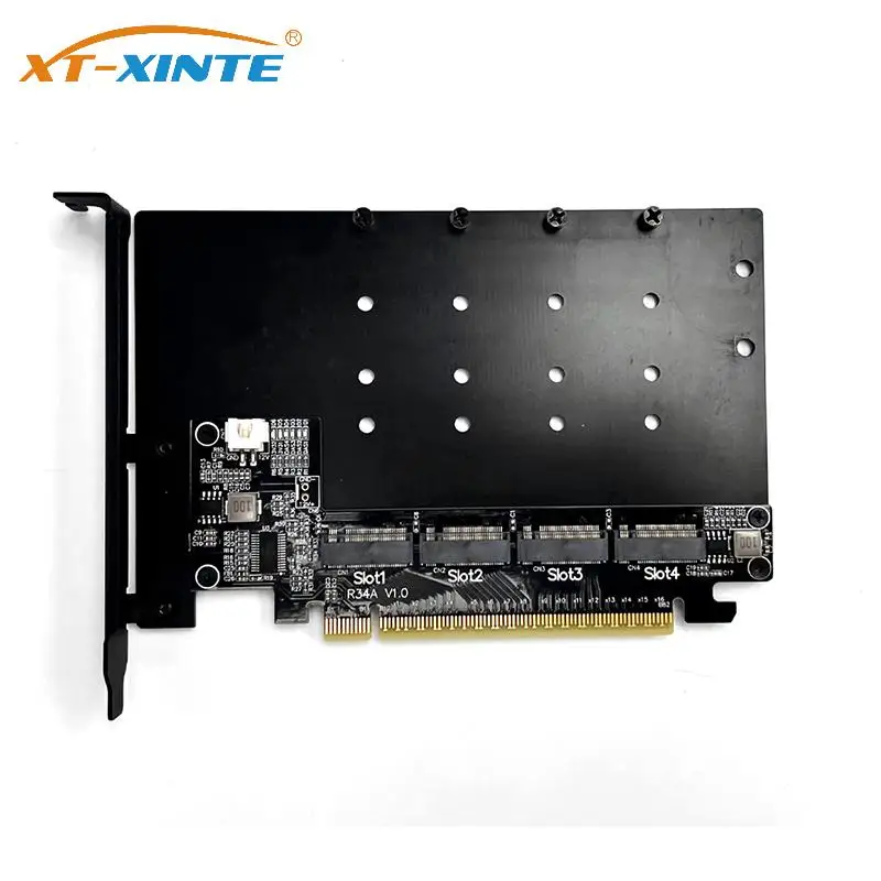 

R34A PCI-E 5.0 X16 to 4 Ports M.2 for NVMe Expansion Card M.2 Solid State Drive SSD 128Gbps Gen 5 4-Disks Split Adapter